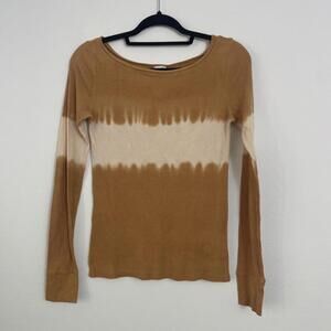 Free People brown  thermal dye print top long sleeve size S